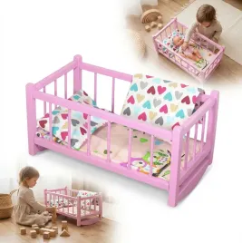 kolyska-drewniana-dla-lalek-lozeczko-rozowe-z-materacem-i-posciela-w-duze-s