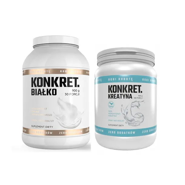Białko naturalne 900 g + Kreatyna naturalna 500 g Konkret WPC 80 Monohydrat