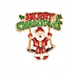 broszka-swiateczna-przypinka-zlota-mikolaj-na-hustawce-merry-christmas