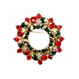 broszka-swiateczna-przypinka-zloty-wieniec-z-kwiatkami-i-cyrkoniami