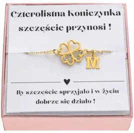 zlota-bransoletka-z-koniczynka-na-szczescie-koniczynka-literka-proba-925