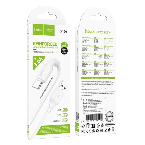 kabel-usb-a-do-usb-c-hoco-3a-1-m-x120-bialy-producent-inna