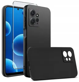 etui-czarne-matowe-silikon-slim-do-xiaomi-redmi-note-12-4g-szklo-9h