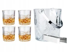 whiskey-zestaw-4-szklanek-z-wiadrem-na-lod-i-szczypce