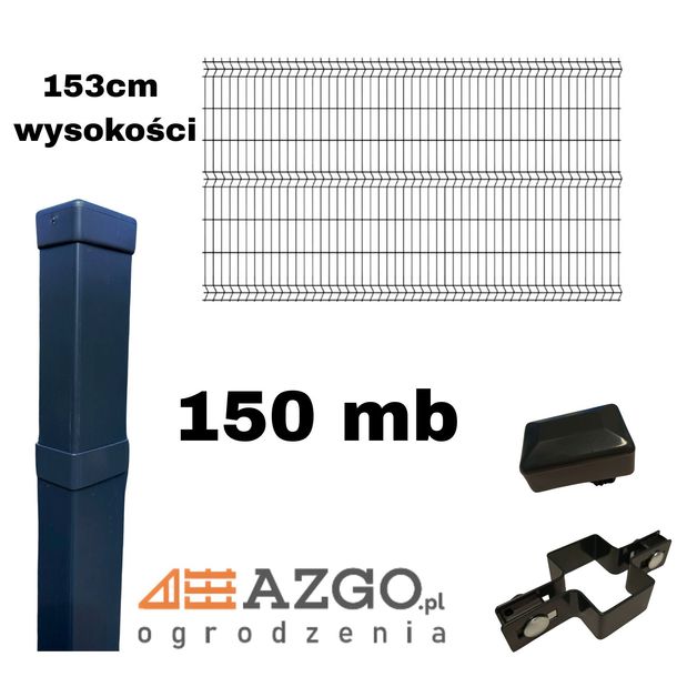 Ogrodzenie Panelowe 153cm fi4 – KOMPLET 150 mb (panele, słupki i akcesoria)