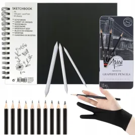 zestaw-do-szkicowania-rysowania-szkicownik-a4-olowki-10szt-rekawiczka