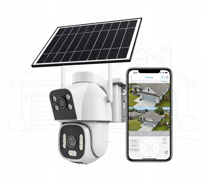 Kamera Obrotowa IP 4G Solarna 6MP Dual Lens 360° Auto-Track NA KARTĘ SIM