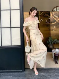 shein-zolty-komplet-top-z-odkrytymi-ramionami-spodnica-maxi-wzor-xs-03320