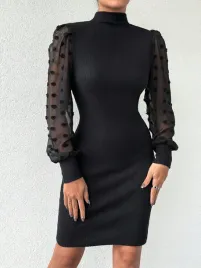 shein-czarna-bawelniana-sukienka-ze-stojka-szyfonowe-rekawy-l-54891