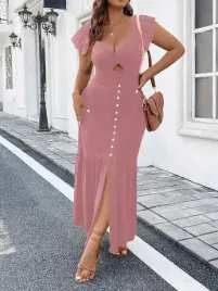 shein-rozowa-sukienka-syrenka-maxi-guziki-falbana-wyciecie-twist-5xl-85878
