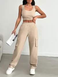 shein-brazowy-komplet-dresowy-crop-top-spodnie-bojowki-casual-xl-79278