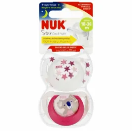 nuk-smoczek-star-dayandnight-silikonowy-18-36m-czerwony