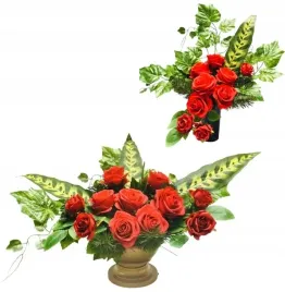 komplet-na-cmentarz-wiazanka-w-donicy-wklad-do-flakonu-roze-czerwone-mama