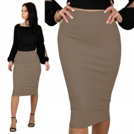 5xl-tuba-camel-spodnica-dopasowana-midi-olowkowa-brazowa-obcisla-50