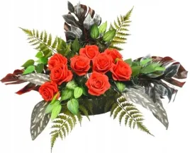 duza-wiazanka-gotowa-przybrana-kwiatami-liscie-doniczka-stroik-bukiet-grob