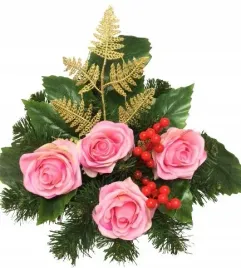 gotowy-stroik-doniczka-ciezka-wiazanka-sztuczny-kwiat-roza-cmentarz-grob