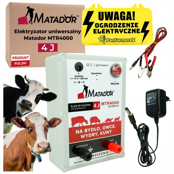Pastuch Elektryczny 4J ELEKTRYZATOR Uniwersalny Bydło Duże Psy Byki Wydry