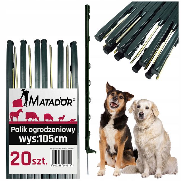 Palik Słupek 20szt Ogrodzeniowy 105cm Linki Drutu Pastucha ZIELONY Polski
