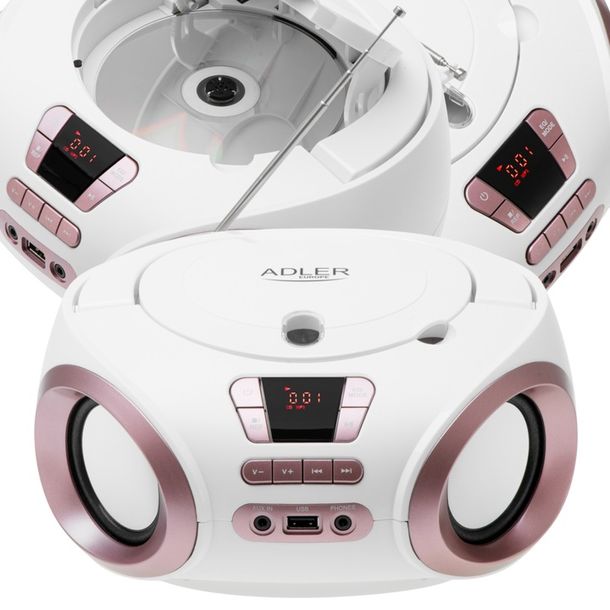 Radio przenośne Boombox CD audio i MP3 USB AUX LCD radio FM Adler
