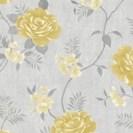 tapeta-wzor-w-kwiaty-zolte-roze-liscie-papierowa