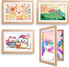 4x-ramka-na-rysunki-kolaze-zdjec-dzieciecych-format-a4-drewniane-33x235cm