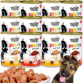 mokra-karma-dla-szczeniaka-tuf-tuf-puszka-junior-12x415-g-mix-smakow