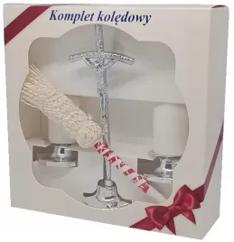 zestaw-koledowy-krzyz-papieski-lichtarze-kropidlo-miseczka-swiece-komplet