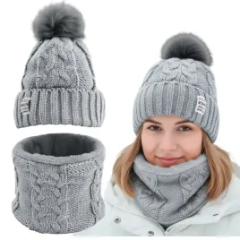 komplet-zestaw-damski-szary-komin-czapka-zimowa