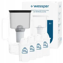 dzbanek-filtrujacy-szklany-wessper-d2-borosilicate-3l-5-filtr