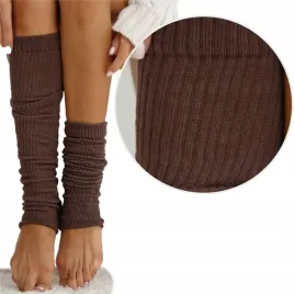 getry-bawelniane-damskie-ocieplacze-na-nogi-lydki-w-prazek-brazowe