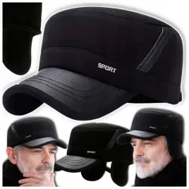 zimowa-czapka-z-daszkiem-chowane-nauszniki-ciepla-dla-starszej-osoby