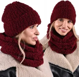 burgundowy-komplet-damski-zimowy-czapka-kominem-gruby-zestaw-cieply