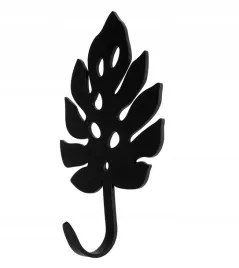 wieszak-uchwyt-na-ubrania-klucze-lisc-monstera-czarny