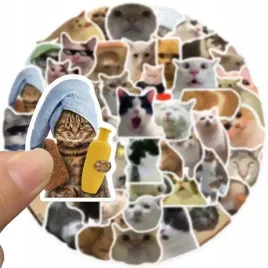mix-koty-z-memow-naklejki-wodoodporne-stickerbomb-tematyczne-wlepki-50-szt