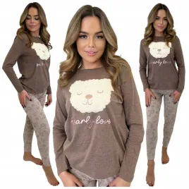 pizama-damska-dwuczesciowa-dlugi-rekaw-z-misiem-miekka-m-lily-brazowa