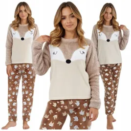 pizama-damska-dwuczesciowa-dlugi-rekaw-ciepla-swiateczna-lisek-polarowa-s