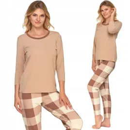 moraj-bawelniana-pizama-damska-w-duza-krate-z-rekawem-3-4-bez-4800-008-2xl