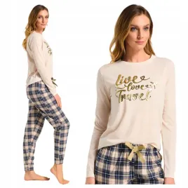 pizama-damska-dwuczesciowa-dlugi-rekaw-ciepla-w-krate-m-bessy-bezowa