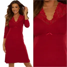 koszula-nocna-z-koronka-dlugi-rekaw-de-lafense-lilian-810-bordowy-xxl