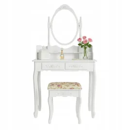 toaletka-drewniana-biala-z-lustrem-obrotowym-i-taboretem-kosmetyczna