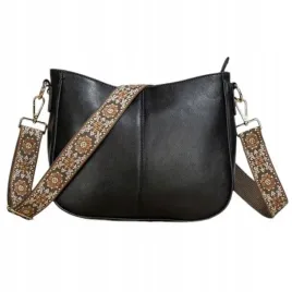 torebka-damska-czarna-elegancka-pojemna-na-ramie-pasek-brazowy