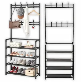 wieszak-na-ubrania-buty-stojacy-do-przedpokoju-z-polkami-czarny