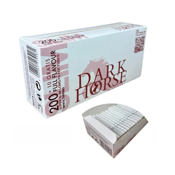GILZY PAPIEROSOWE DARK HORSE SLIM 210szt SUPER cienkie BIAŁE TUTKI 6,4 mm
