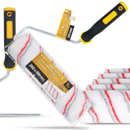 5x-walek-malarski-25-cm-malowania-scian-mabli-farb-lakierow-1x-raczka