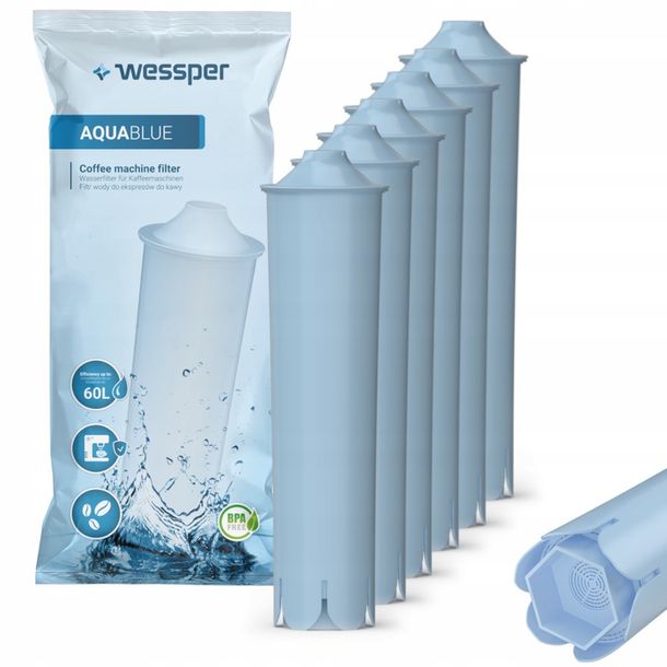 6x Filtr wkład wody Wessper AquaBlue do ekspresów Jura (Jura Blue)