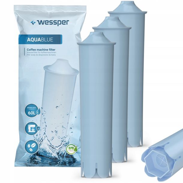 3x Filtr wkład wody Wessper AquaBlue do ekspresów Jura (Jura Blue)