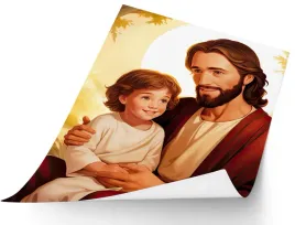 spotkanie-milosci-plakat-religijny-jezus-z-chlopcem-format-45x60-cm