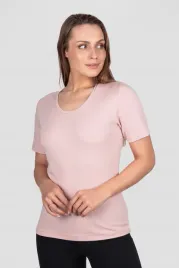 bluzka-damska-krotki-rekaw-pudrowy-roz-gladka-xl