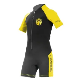 pianka-dla-dzieci-cressi-little-shark-zolta-krotki-rekaw-135-145-cm