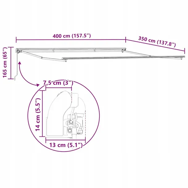 markiza-biala-4-35-m-metal-stan-nowy-kolor-bialy